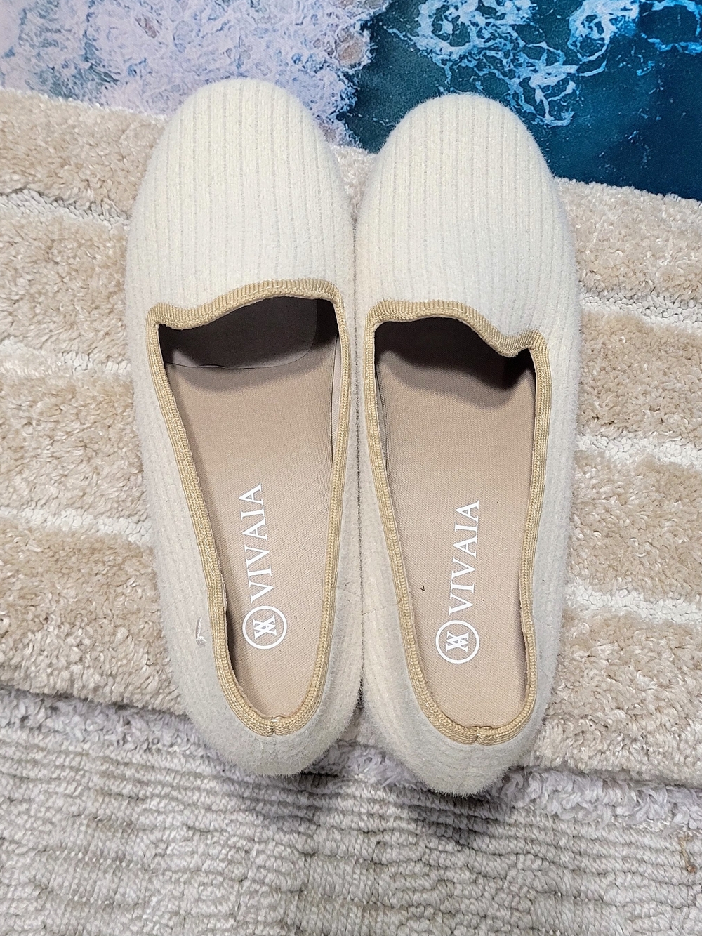 VIVAIA Cream Knit Slip-On Loafers — Lightweight Women's Flats 8 - Picture 8 of 14